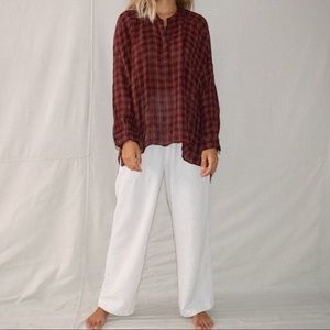 Zara Plaid Sheer Blouse